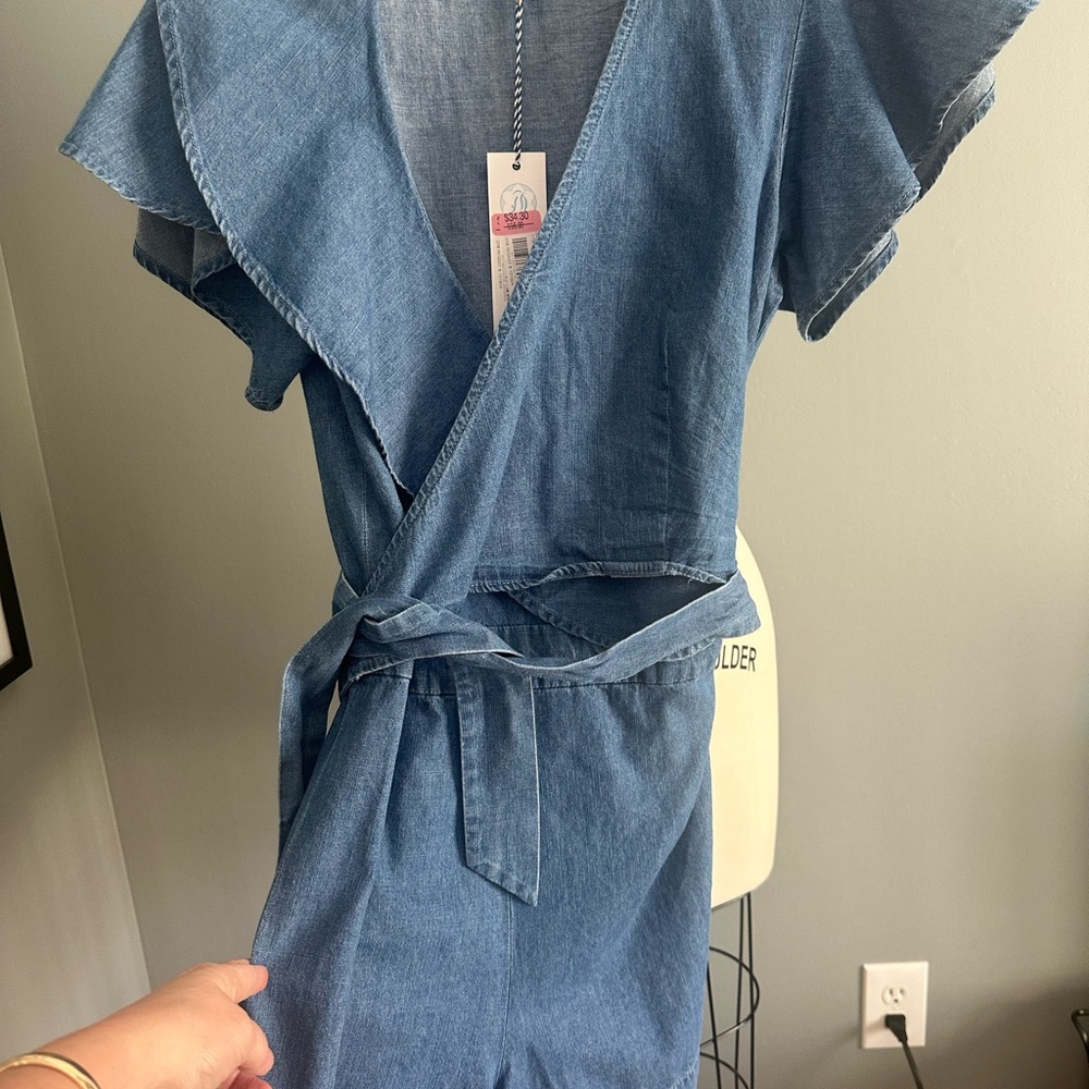 Draper James Blue Denim Wrap Short Set NWT